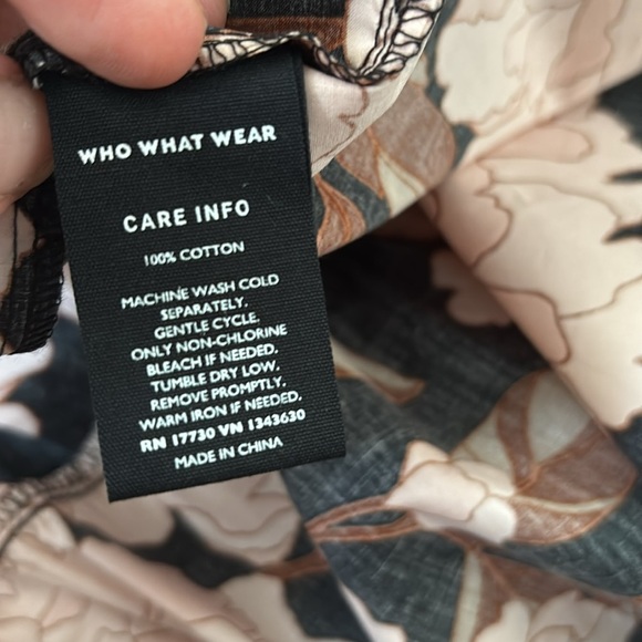 NWT‼️WHO WHAT WHERE Floral Tiered Midi Shirt Dress Short Sleeves Peony size M - Picture 9 of 10